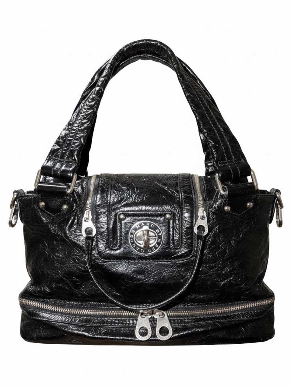 EUC Marc By Marc Jacobs Turnlock Posh Bag Black Patent Leather Satchel